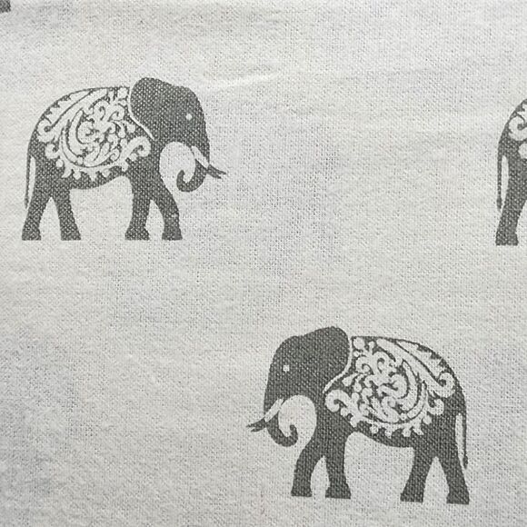 BIBB Home Twin Size Ivory Cotton Flannel Sheet Set of 3pc‎ With Gray Elephants - Picture 15 of 16